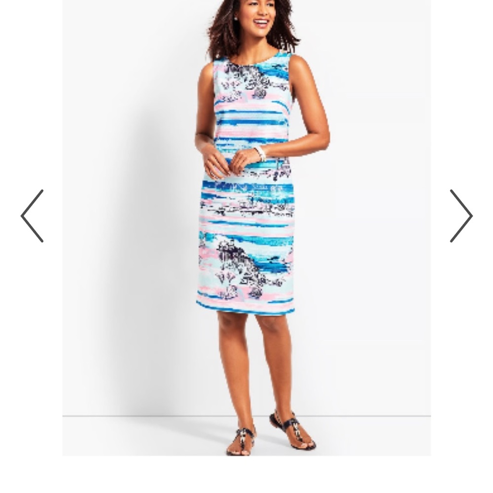 Talbots Blue and Pink Striped Floral Midi Dress